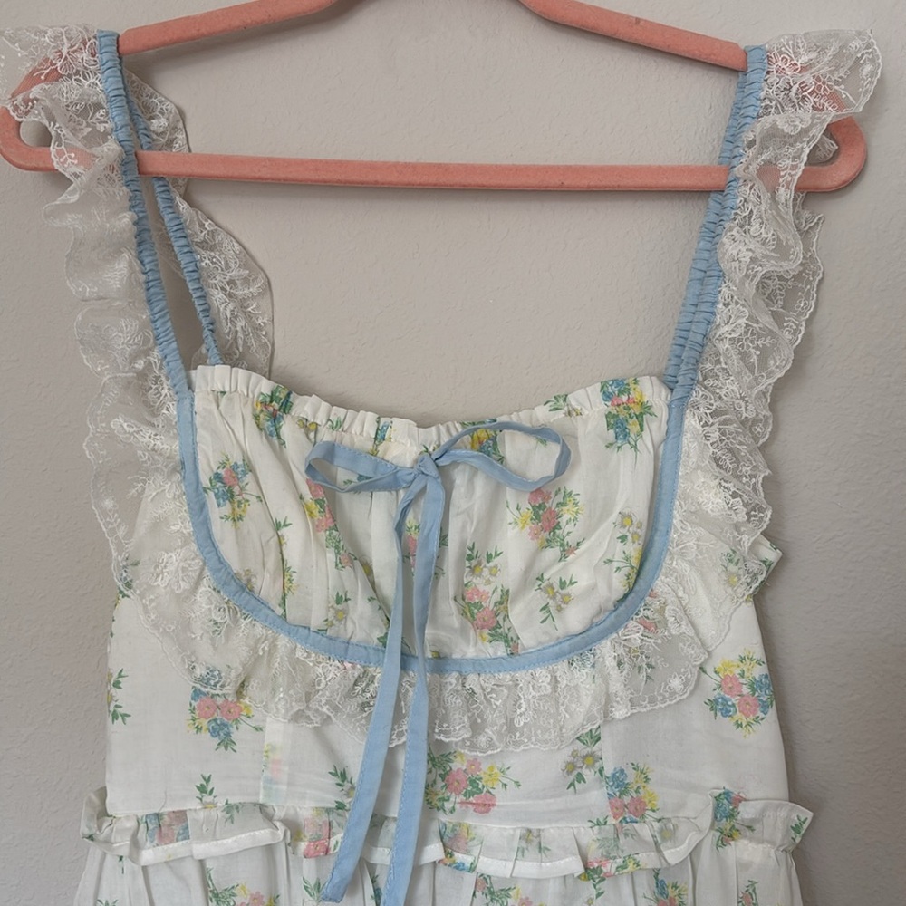 For Love & Lemons 🍋 Sage Mini Dress, Baby Blue Floral Lace Trim Dress size S - Picture 6 of 11